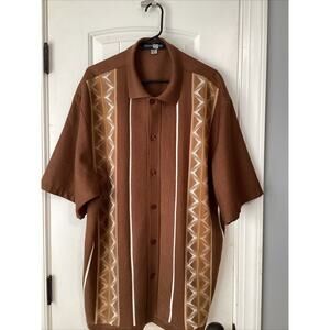 Mens Michael Irvin 88 Brown Button Up Casual‎ Shirt Size XXL